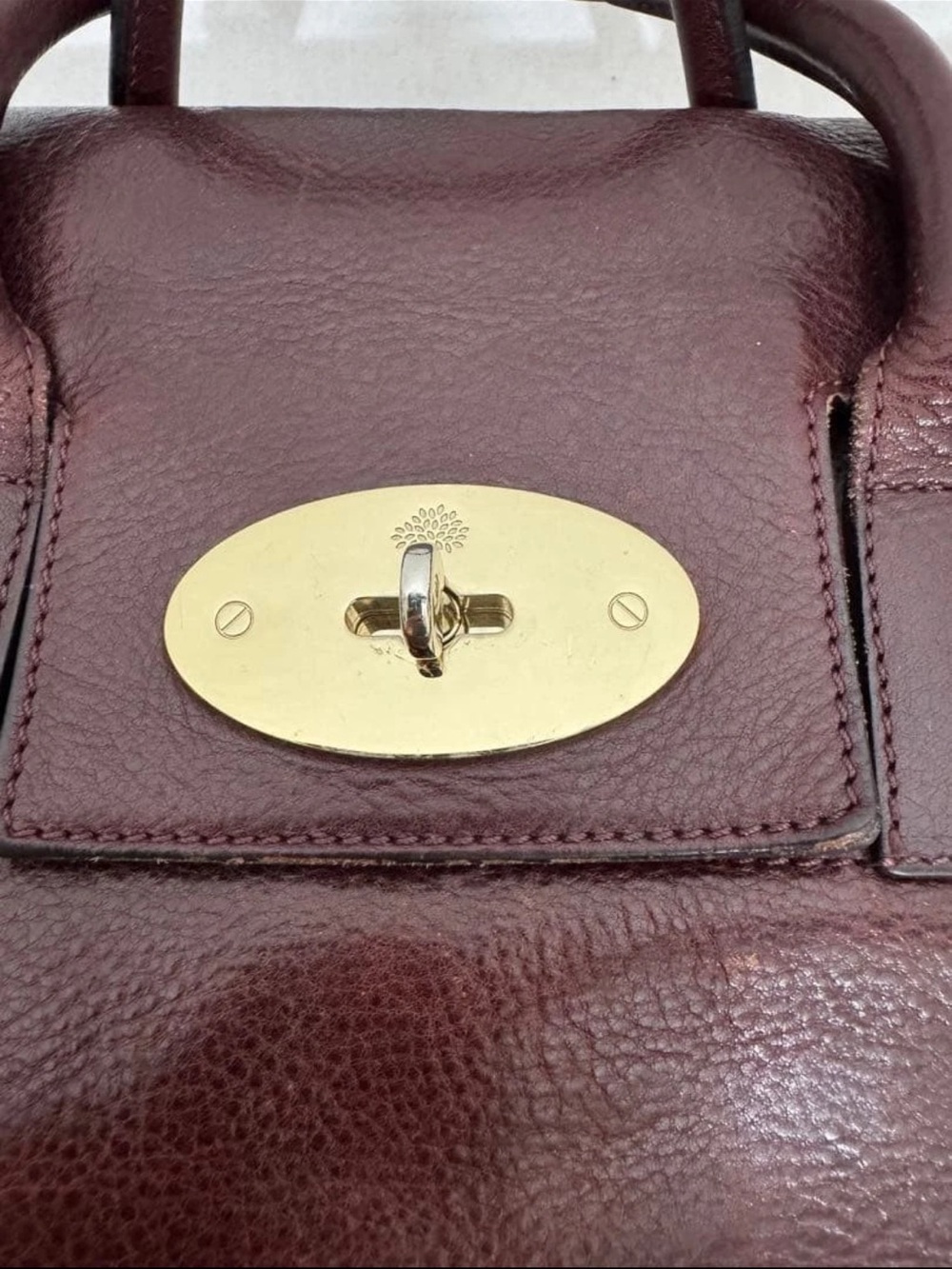 Mulberry Burgundy Leather Top-Handle Briefcase with Gold Hardware - Picture 8 of 11